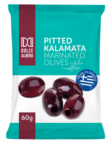 

Маслины маринованные без косточки DOLCE ALBERO с травами. сорт Каламата