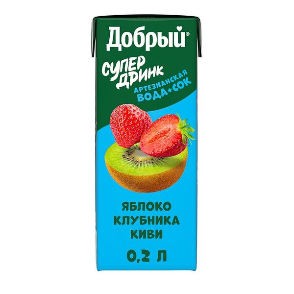 Напиток сокосодержащий детский Добрый Active Kid яблоко-клубника-киви осветленный