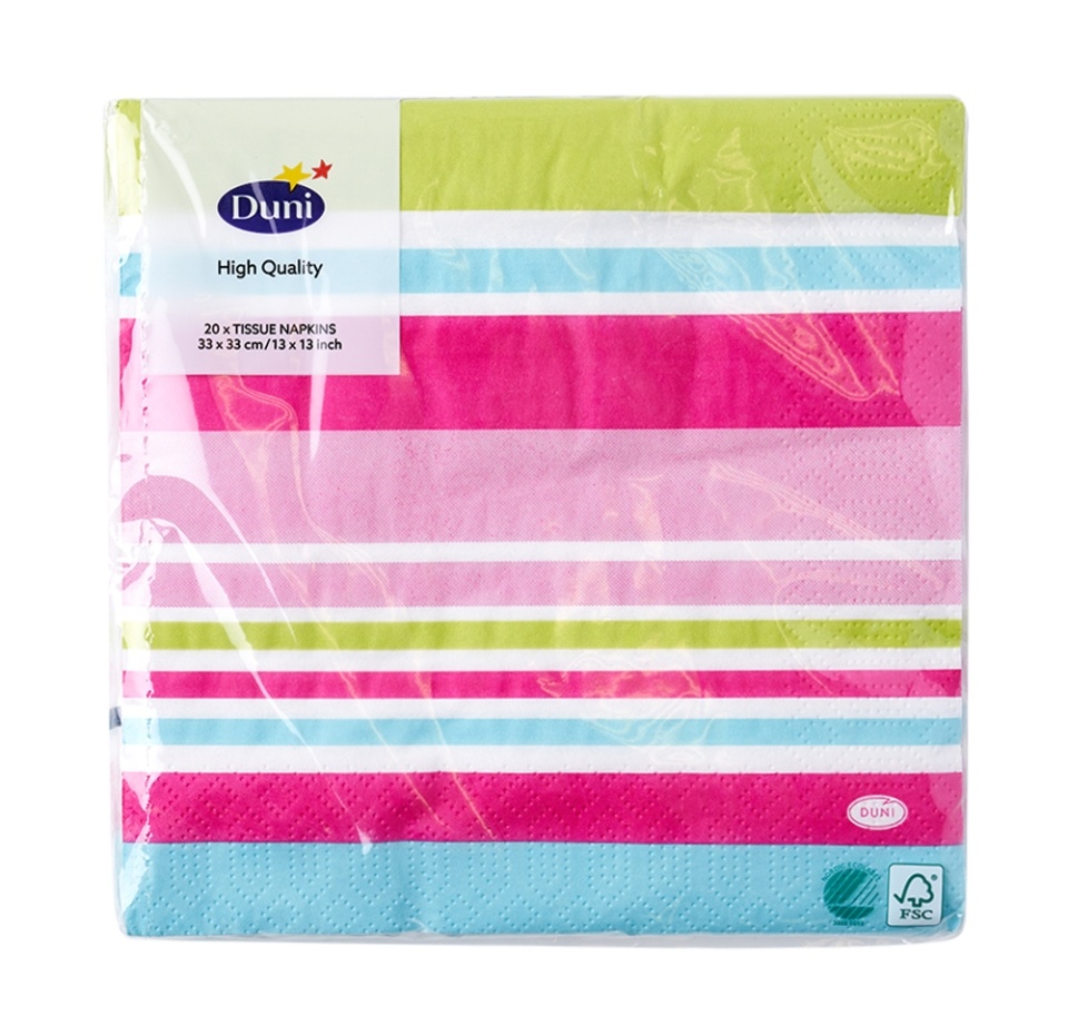 

Салфетки Duni Bright Stripes 3-слоя 33 см 20 шт