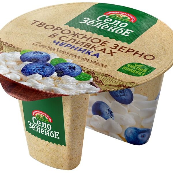 Зерно творожное Село Зеленое в сливках Черника 5% 130г