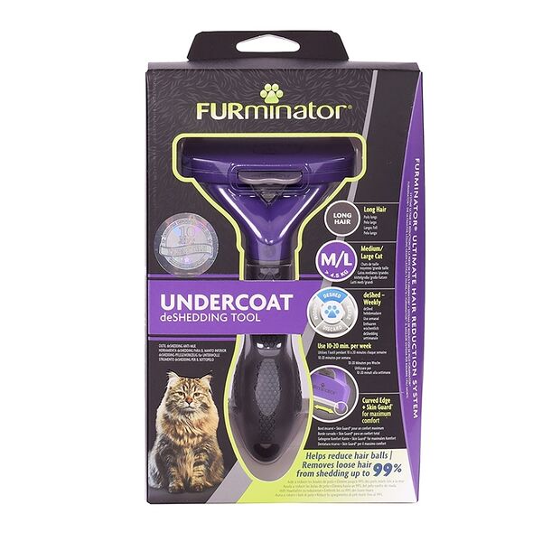 Инструмент по уходу для больших кошек Furminator c длинной шерстью M/L