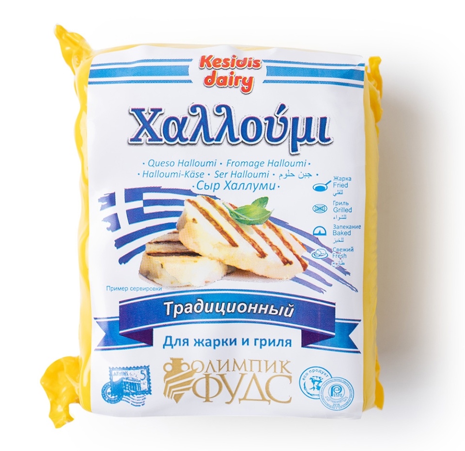 

Сыр рассольный "Халлуми для гриля традиционный" м.д.ж. в с.в. 40% Kesidis Dairy, Россия