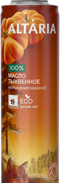 Масло тыквенное Altaria нерафинированное первого холодного отжима, 250 мл