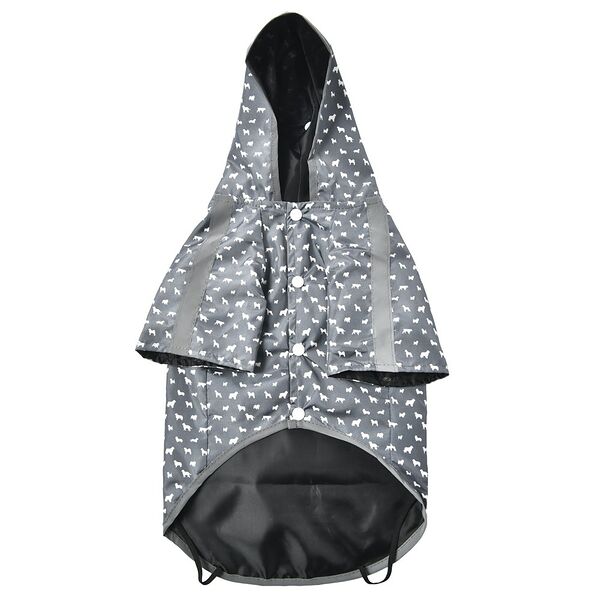 Дождевик для собак FOXIE Rain M (длина спины 35см) серый с карманом