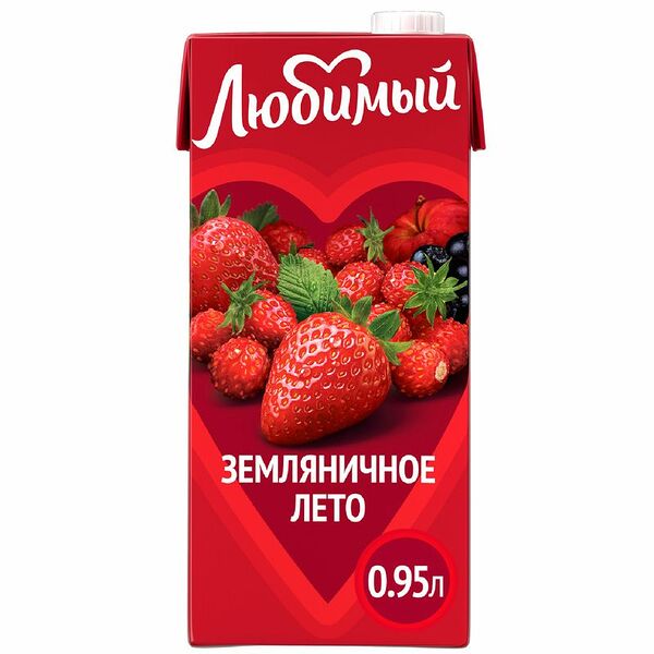 Напиток сокосодержащий Любимый Земляничное лето, 950мл