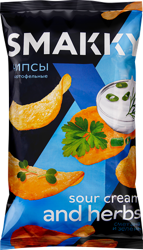 Чипсы картофельные Smakky со вкусом сметана и зелень 180 г