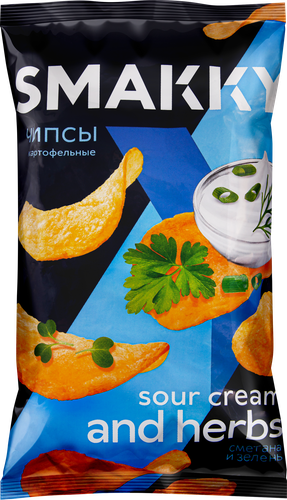 

Чипсы картофельные Smakky со вкусом сметана и зелень 180 г