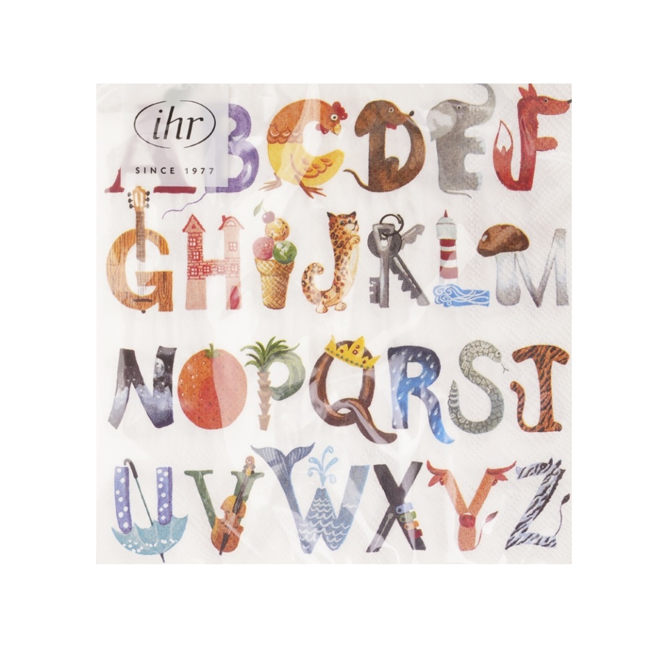 

Салфетки бумажные IHR I know my ABC 33х33 см 3 слоя 20 шт