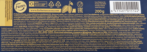 

Шоколад Karl Fazer молочный с изюмом и фундуком 200 г