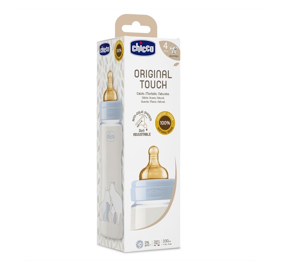 

Бутылочка Original Touch Boy 4 мес. + латексная соска, РР, Chicco, 330 мл, Италия, 1 шт