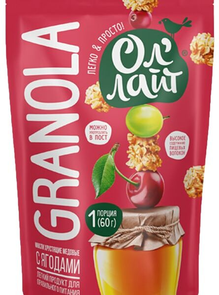 Мюсли Ол Лайт медовые с ягодами 60г