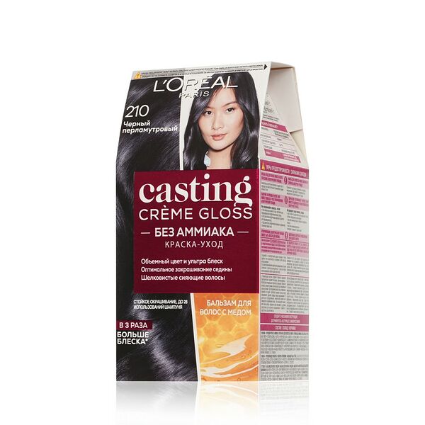 Стойкая краска-уход для волос Casting Creme Gloss без аммиака, 210 Черный перламутровый, 180 мл