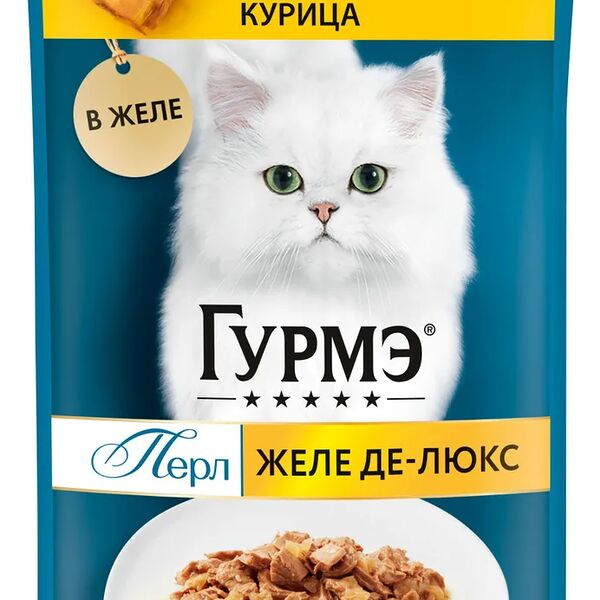 Влажный корм Гурмэ Желе Де-Люкс для кошек, с курицей в роскошном желе 75 г