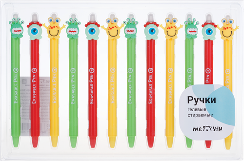 

Ручка гелевая MESHU Monster Friends 0.5мм, стираемая, автоматическая, синий, в ассортименте