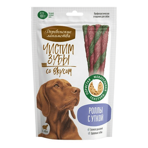 Лакомство для собак Деревенские лакомства Чистим зубы Роллы с уткой