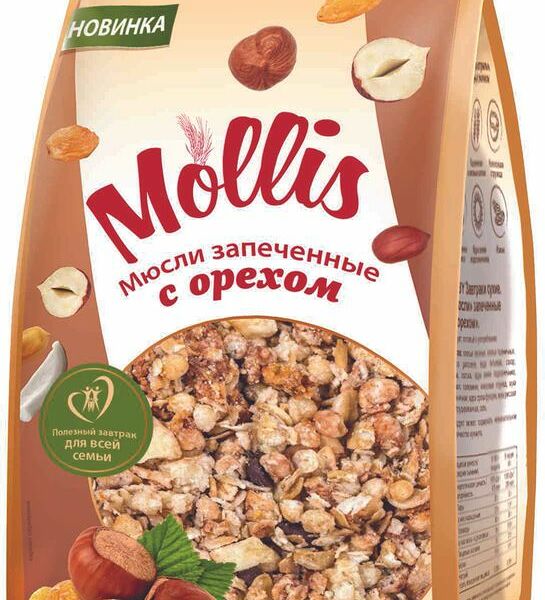 Мюсли Mollis запечённые с орехом, 300г
