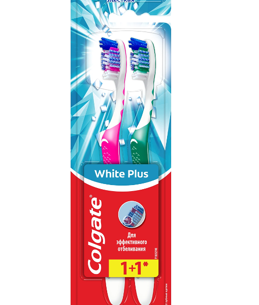 Зубная щетка Colgate Отбеливание Plus жесткая 2 шт