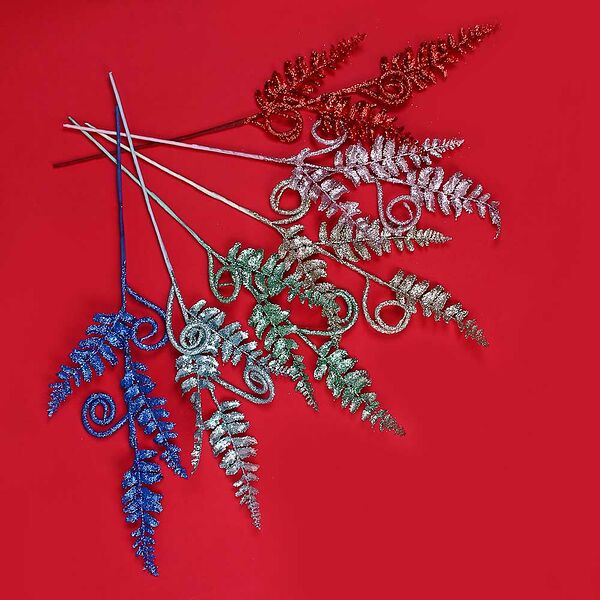 Украшение декоративное - ветка, с блеском, 75 см, пластик, 6 цветов, арт 2