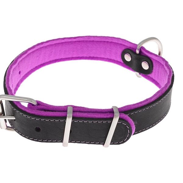 Ошейник для собак крупных пород, фетр черный-фиолетовый 44 - 58см х 3,5см