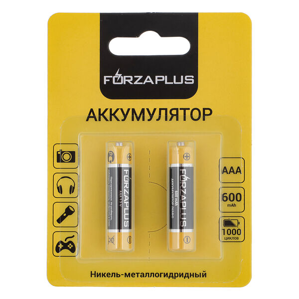 Forza аккумулятор ni-mh 600mah aaа 2 шт в блистере 1,2в