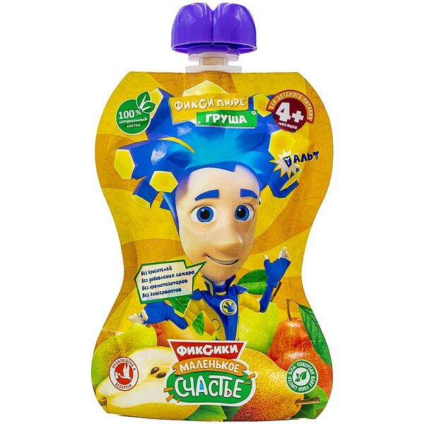 Пюре Маленькое Счастье Фиксики груша от 4 месяцев 90 г