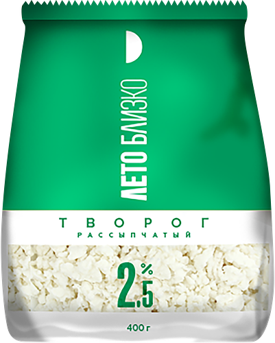Творог ЛЕТО БЛИЗКО 2,5%, без змж, 400г