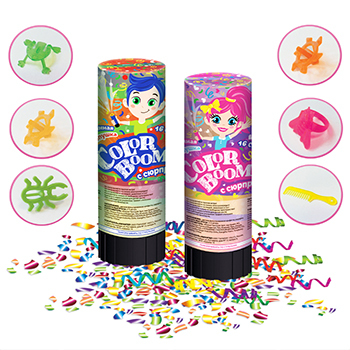 

Хлопушка пружинная Color Boom с сюрпризом в ассортименте, Partymania, 16 см, 1 шт., Китай
