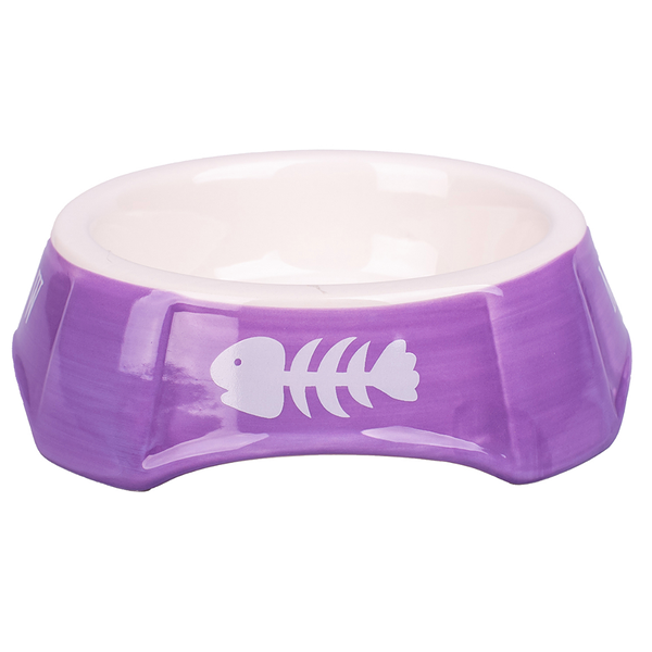 Mr.Kranch миска для кошек с рыбкой Meow Фиолетовая 140мл