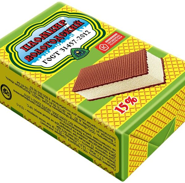 Мороженое пломбир Пломбир Вологодский в шоколадных вафлях 15% 90 г