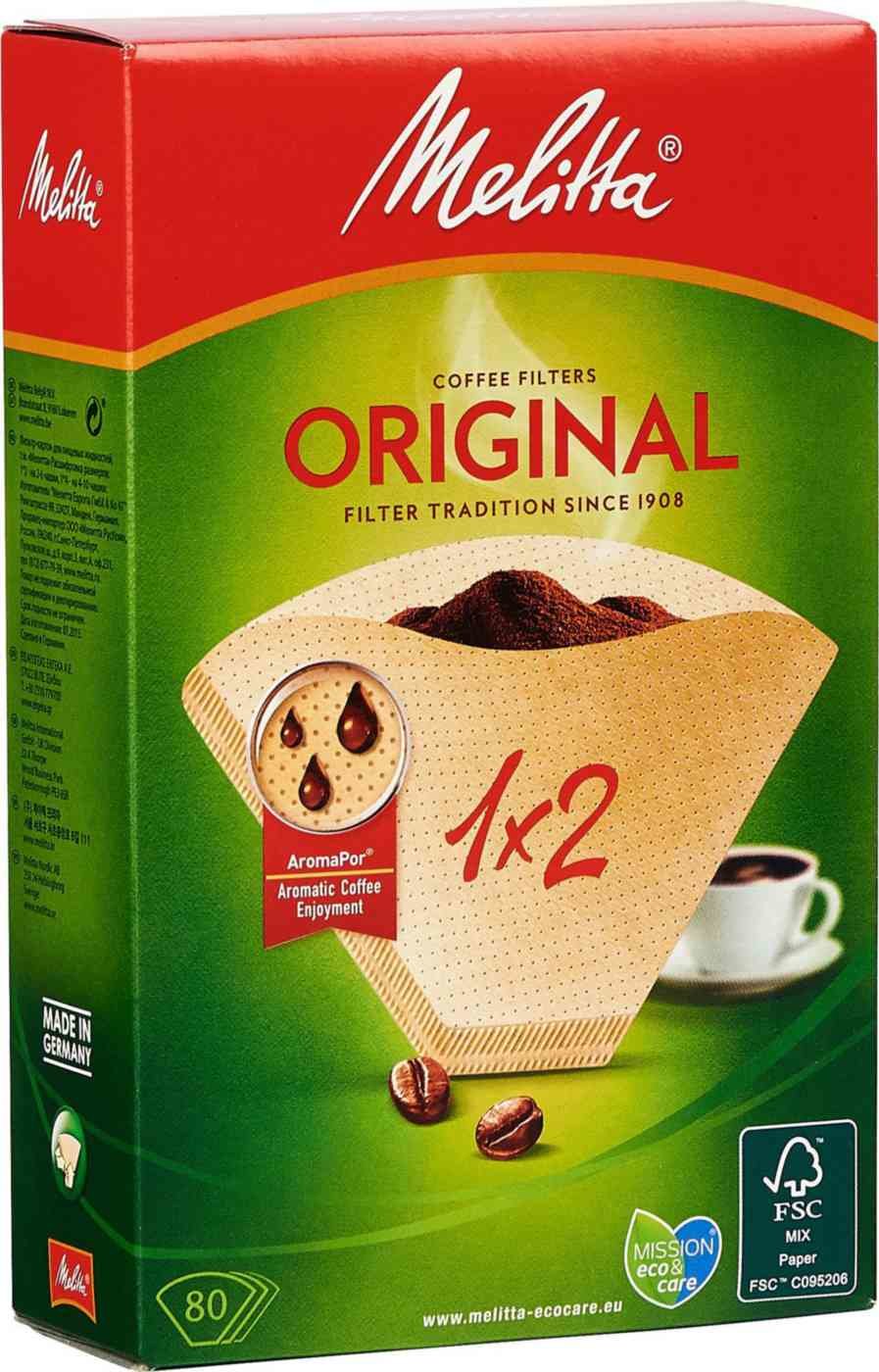 

Фильтр-картон для кофеварок Melitta Original 1x2 см, 80 шт