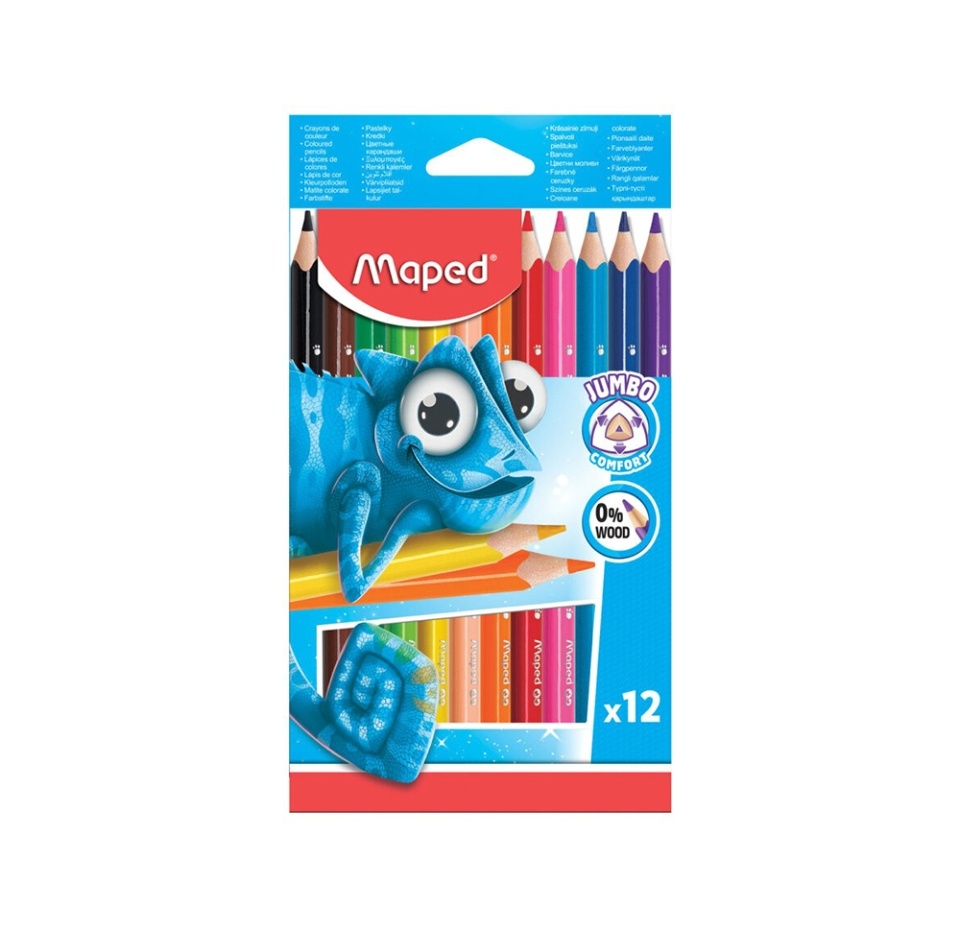 

Карандаши цветные Maped Pulse Jumbo 12 цветов трехгранные