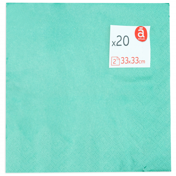 Салфетки бумажные Actuel 2-слойные зеленые 33х33 см, 20 шт