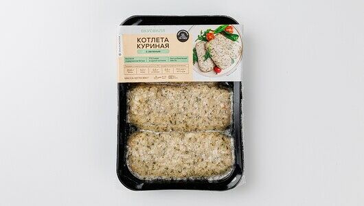 Котлета куриная c зеленью на пару, замороженная Продукт замороженный 