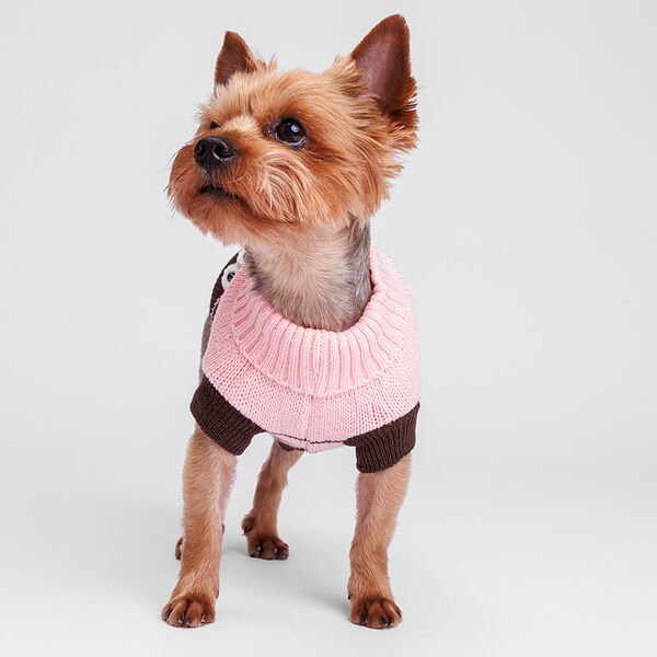 Свитер полосатый для собак, 25 см, розовый