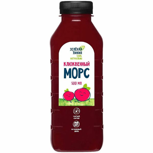 Морс клюквенный Зелёная Линия, 500мл