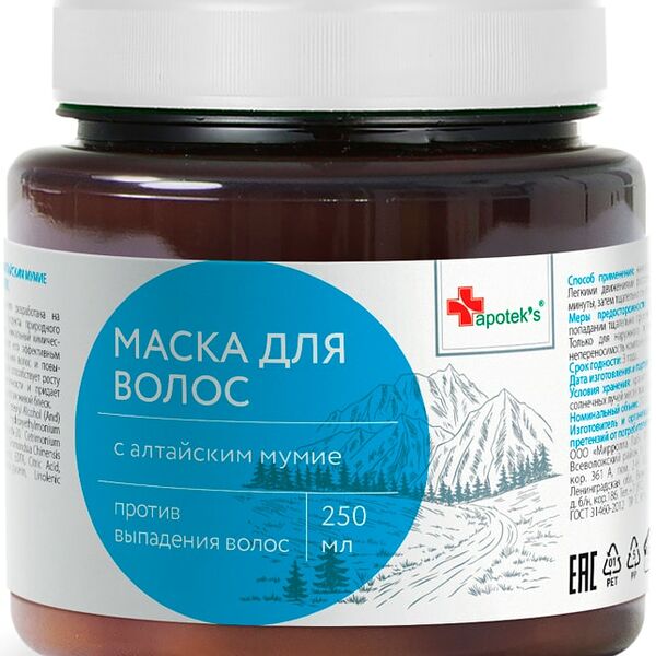 Маска для волос Apotek's с алтайским мумие 250мл