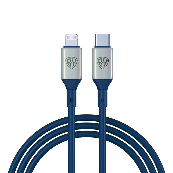 By кабель для зарядки space cable pro type-c - ip, 2.4а, 1м, быстрая зарядка, штекер металл, синий