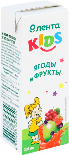 

Нектар Лента Kids из смеси ягод и фруктов 200 мл