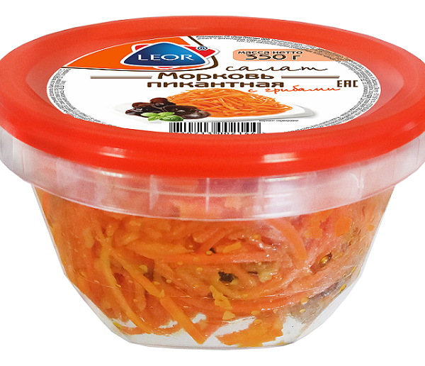 Салат Морковь пикантная с грибами 0,35 Леор Пластик