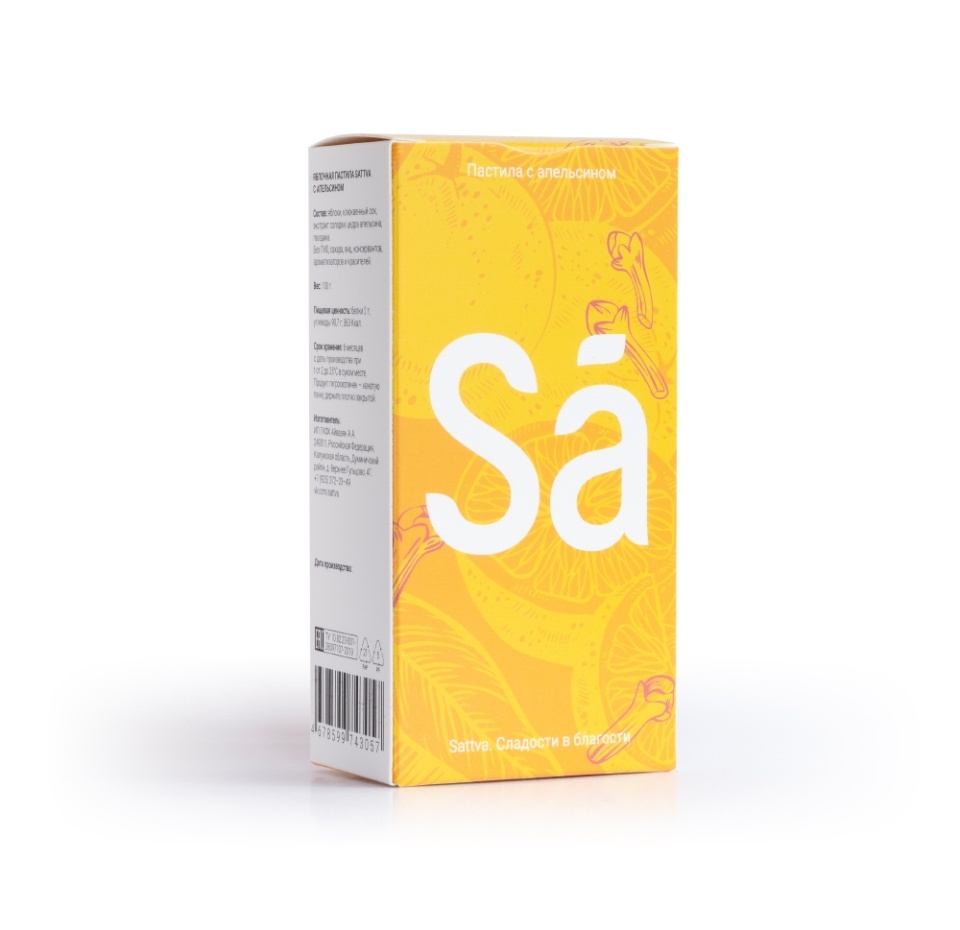 

Пастила Sattva хрустящая в пластинках яблочная с апельсином 100г