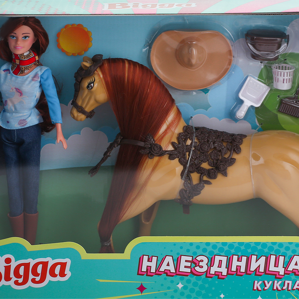 Набор игровой BIGGA Кукла-наездница, 7 предметов