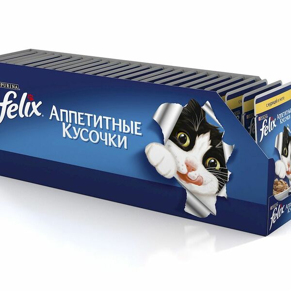 Корм для кошек Felix Аппетитные кусочки с курицей 24шт. х (кусочки в желе)