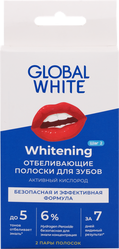 

Полоски для зубов Global White Whitening отбеливающие 2 пары 4 шт.