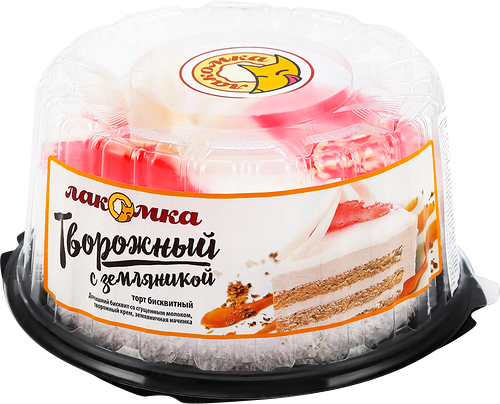 Торт ЛАКОМКА творожный земляничный, 500г
