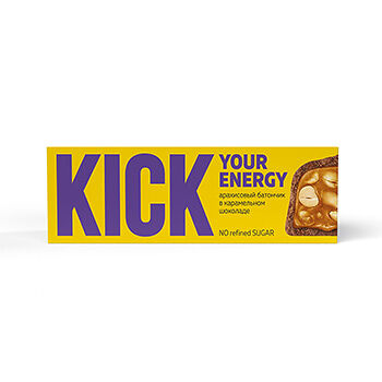 Батончик Kick Your Energy арахисовый в карамельном шоколаде