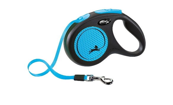 Flexi Рулетка New Neon M ремень 5м/25кг светоотражающая синий