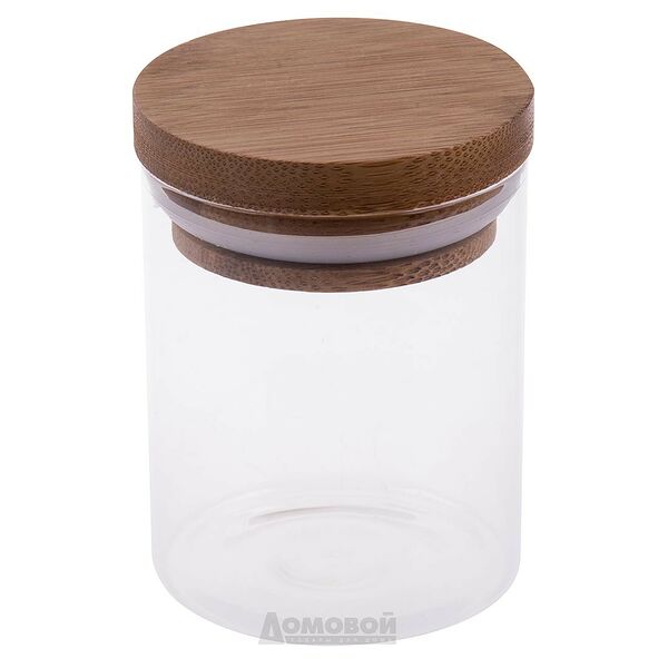 Банка для хранения продуктов Домовой с бамбуковой крышкой, 300 мл, стекло