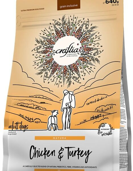 Сухой корм для собак Craftia Natura для средних и крупных пород из курицы и индейки 640г
