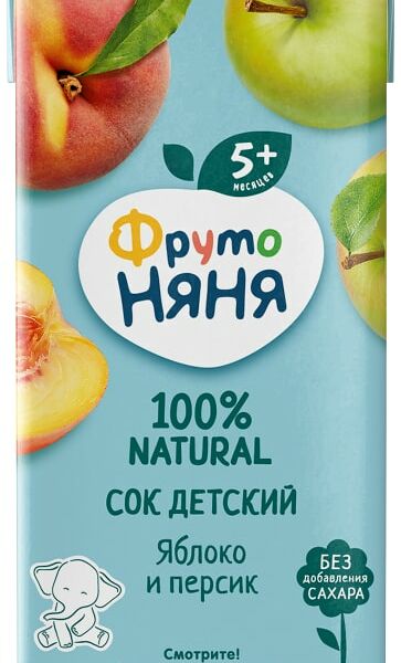 Сок ФрутоНяня Яблоко-персик 200мл