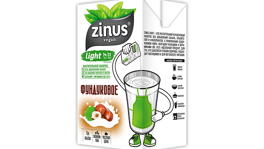 Напиток фундуковый Zinus Light ультрапастеризованный 1 л